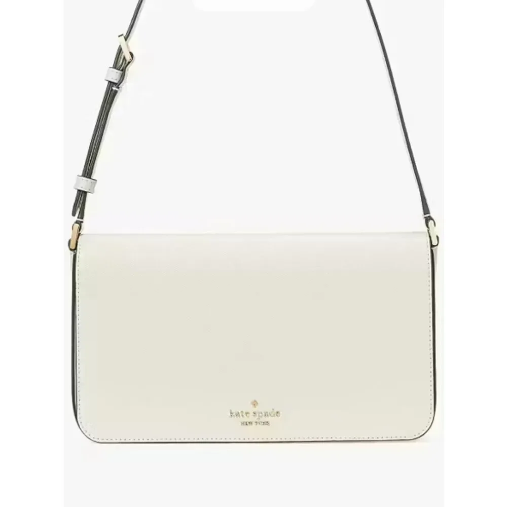 kate spade Staci Meringue Ivory Gold Tone Saffiano Leather Small Hobo Bag
